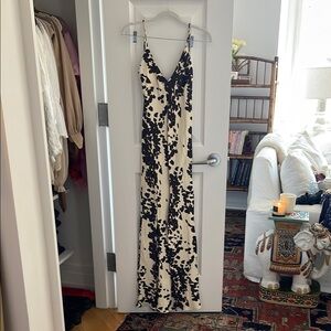 Black and Cream Spaghetti Strap Maxi Dress